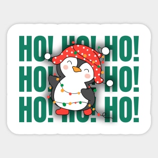 Ho Ho Ho Christmas Penguin Celebration Sticker